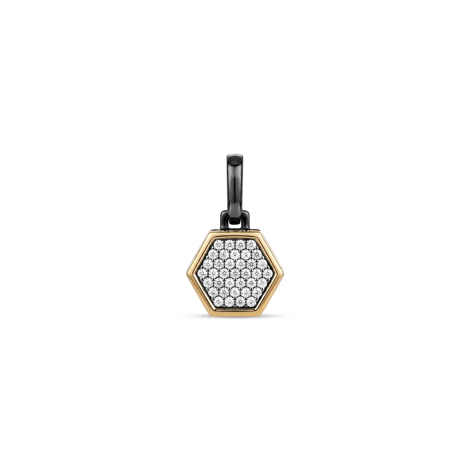 Pingente Brave Masculino em Ouro Amarelo e Prata Banho de Ródio Negro e Safira Incolor — imagem 1