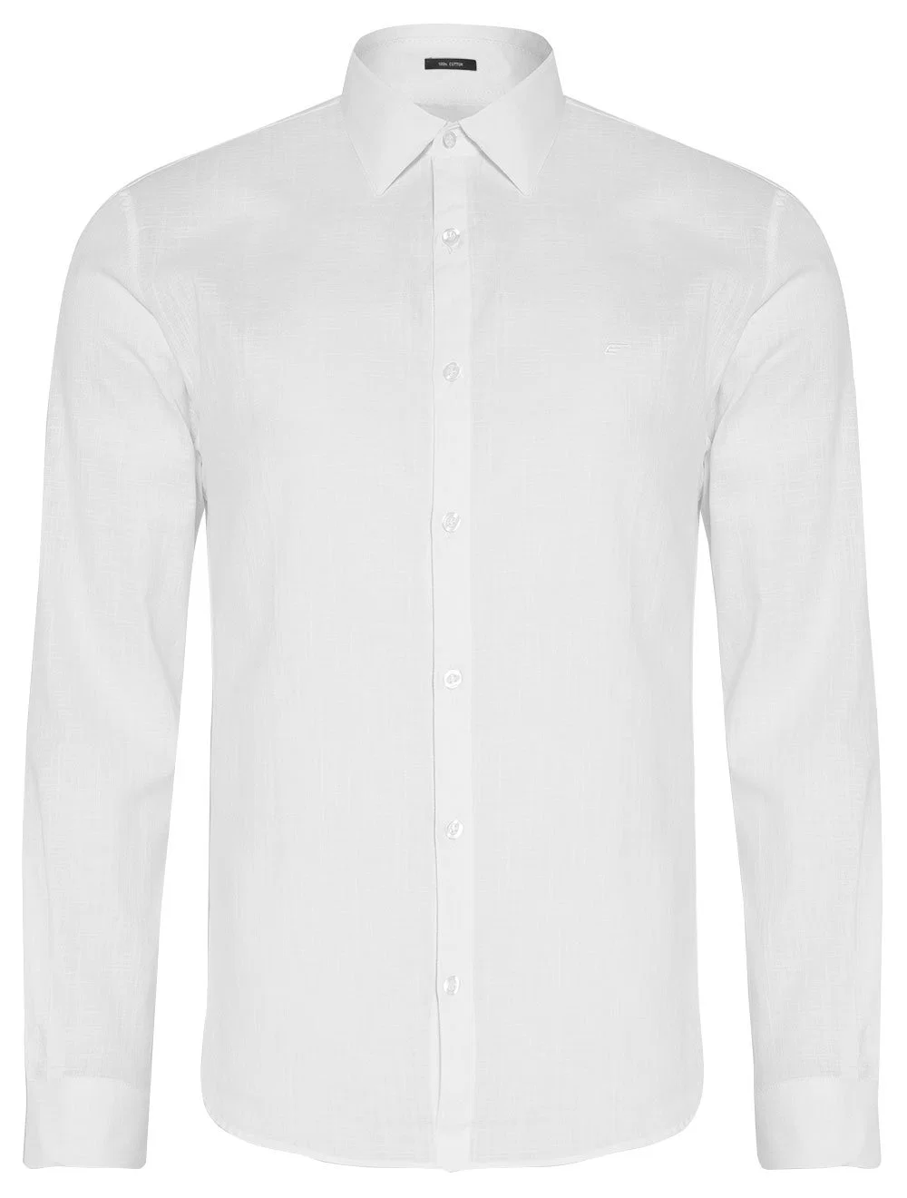 Camisa Ellus Masculina Regular Linen Like Classic Italian Branca
