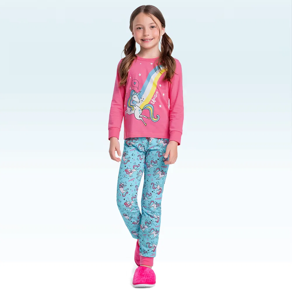 Conjunto pijama blusa manga longa e calça