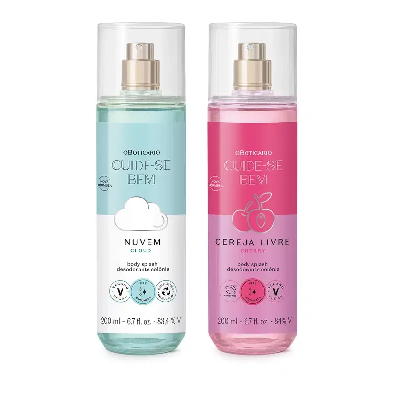 Combo Body Splash Cuide-se bem: Nuvem 200ml + Cereja Livre 200ml