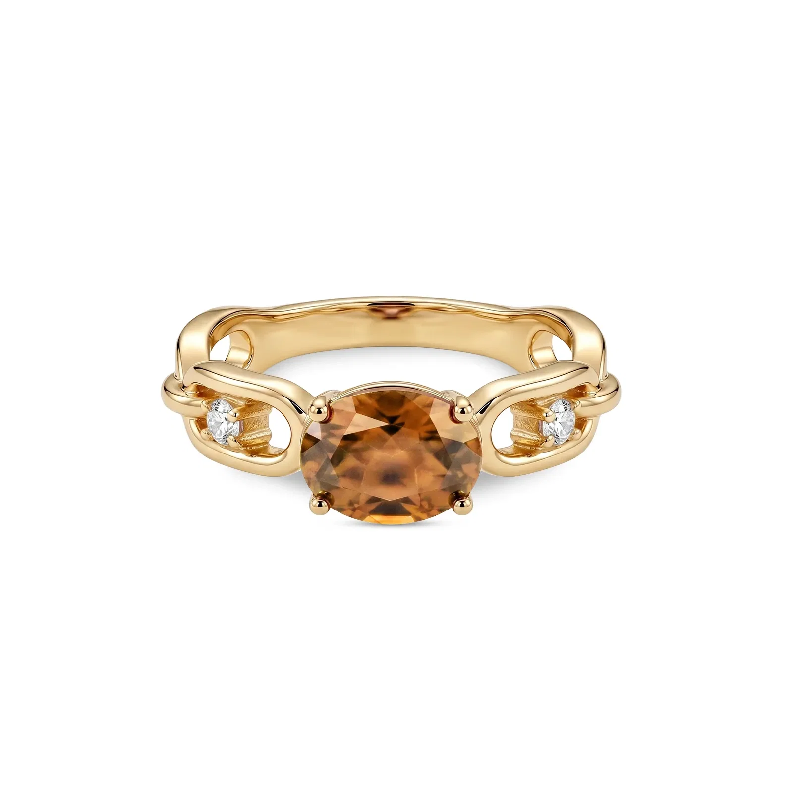 Anel Life Astra em Prata 925 com Banho de Ouro Amarelo 18K e Zircôrnia Incolor e Marrom — imagem 1