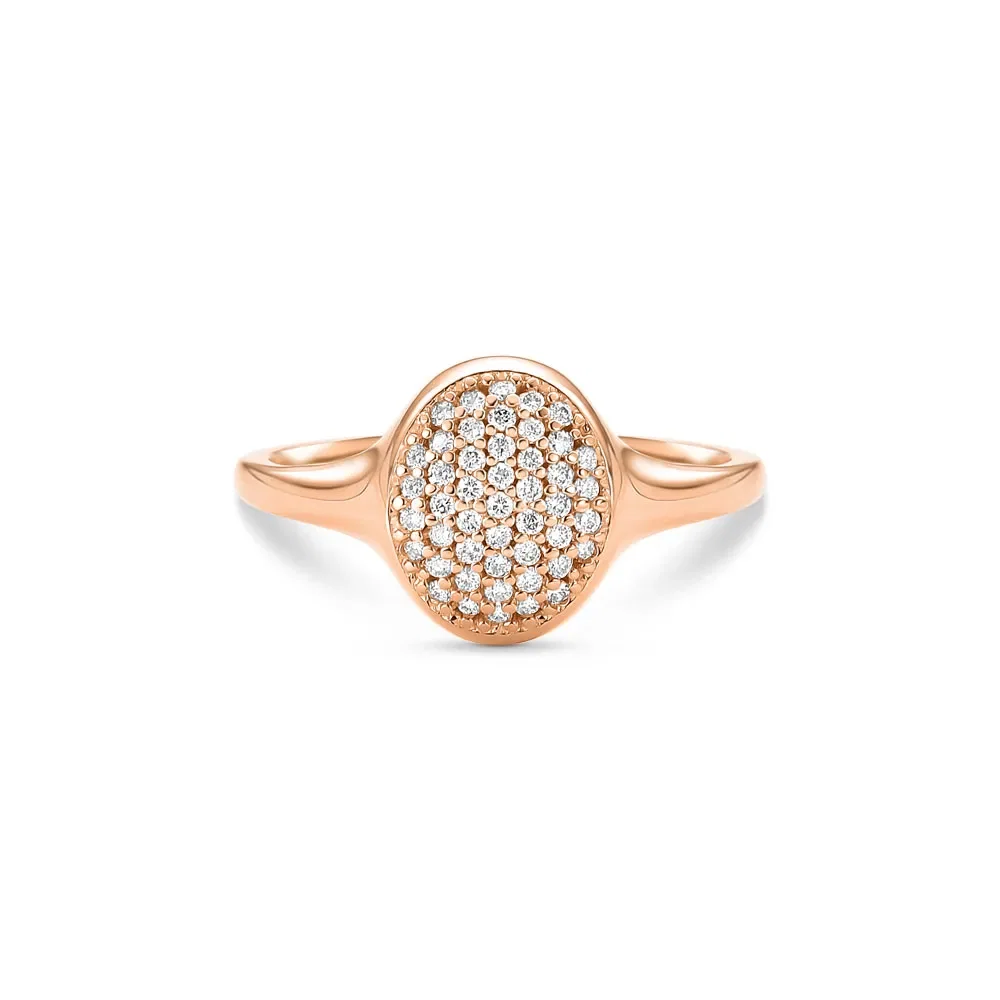 Anel Signet em Ouro Rosé 18k com Diamantes — imagem 1