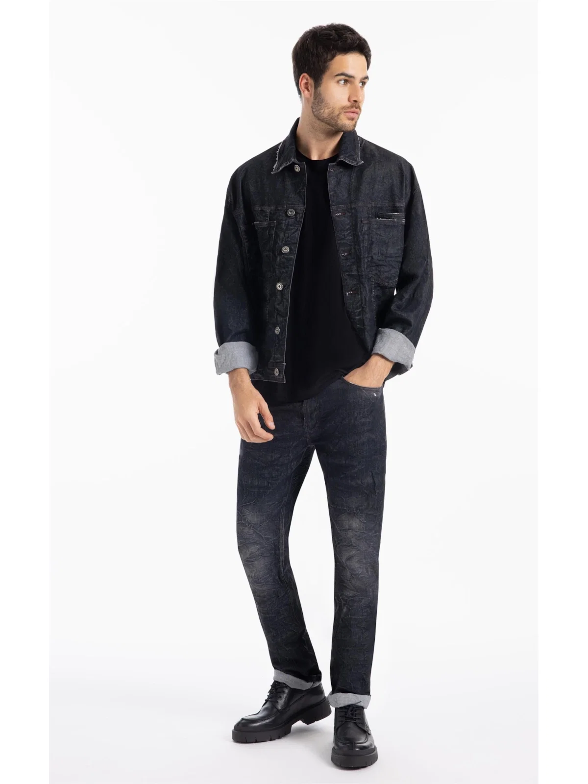 Calça Ocean Elastic Slim Lav.Black Com Resina