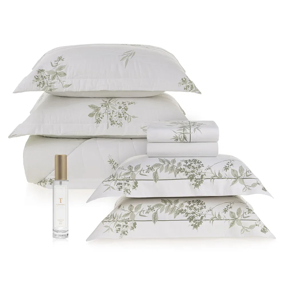 Kit Cama Completa King 300 Fios Cetim Veritá e Spray Relaxante Camomila
