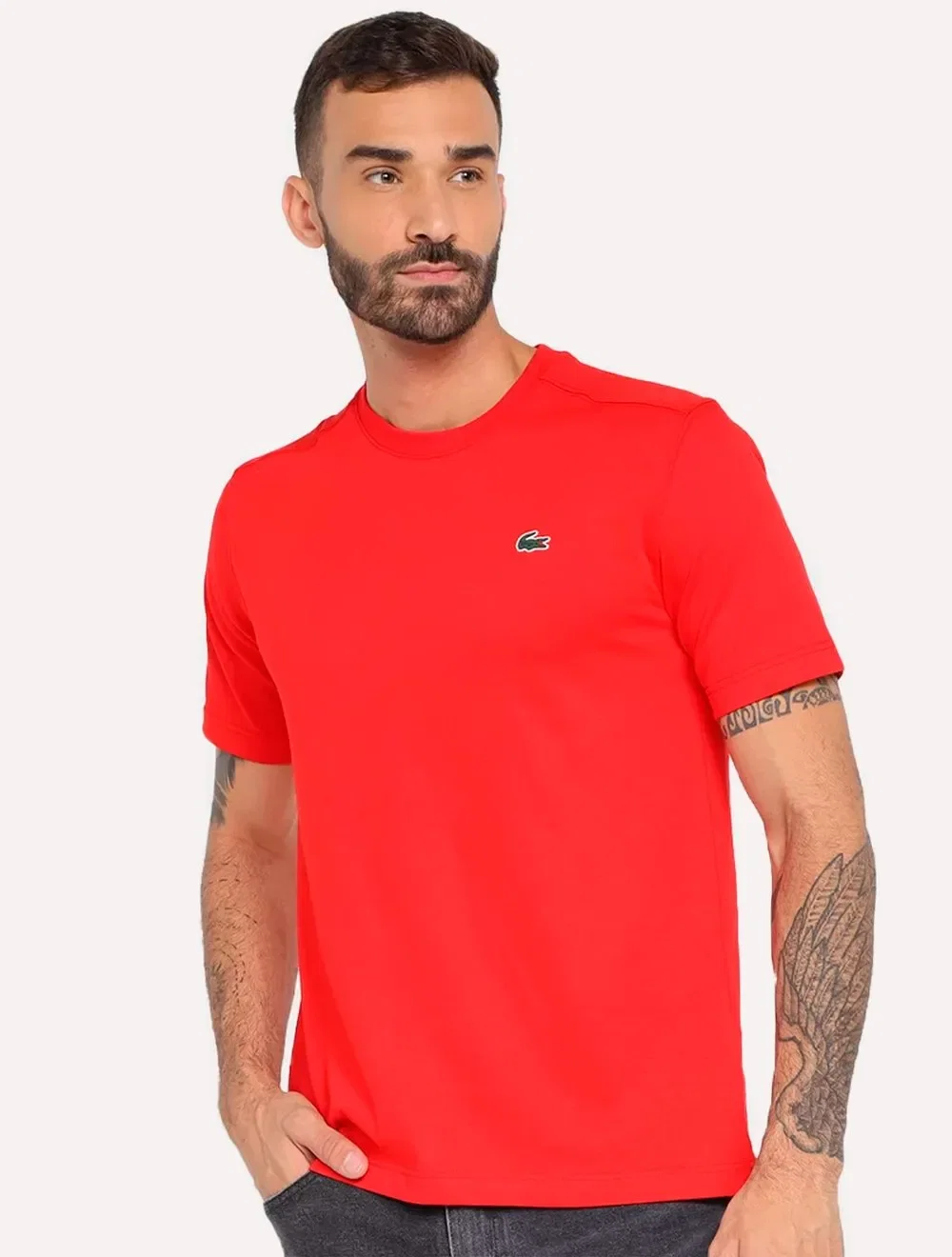 Camiseta Lacoste Masculina Basic Sport Quick Dry Vermelha
