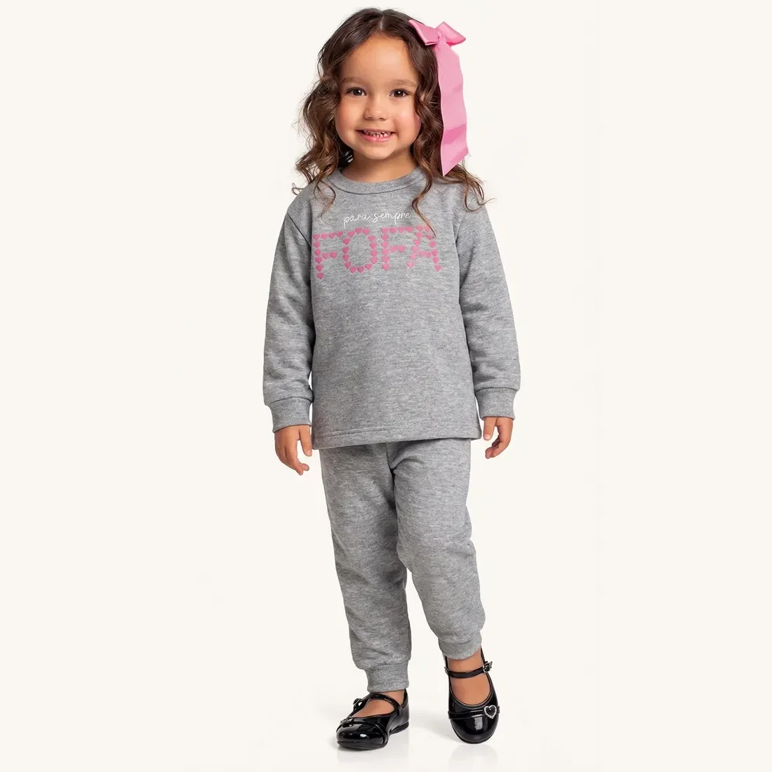 Conjunto blusão e calça em moletom fofa