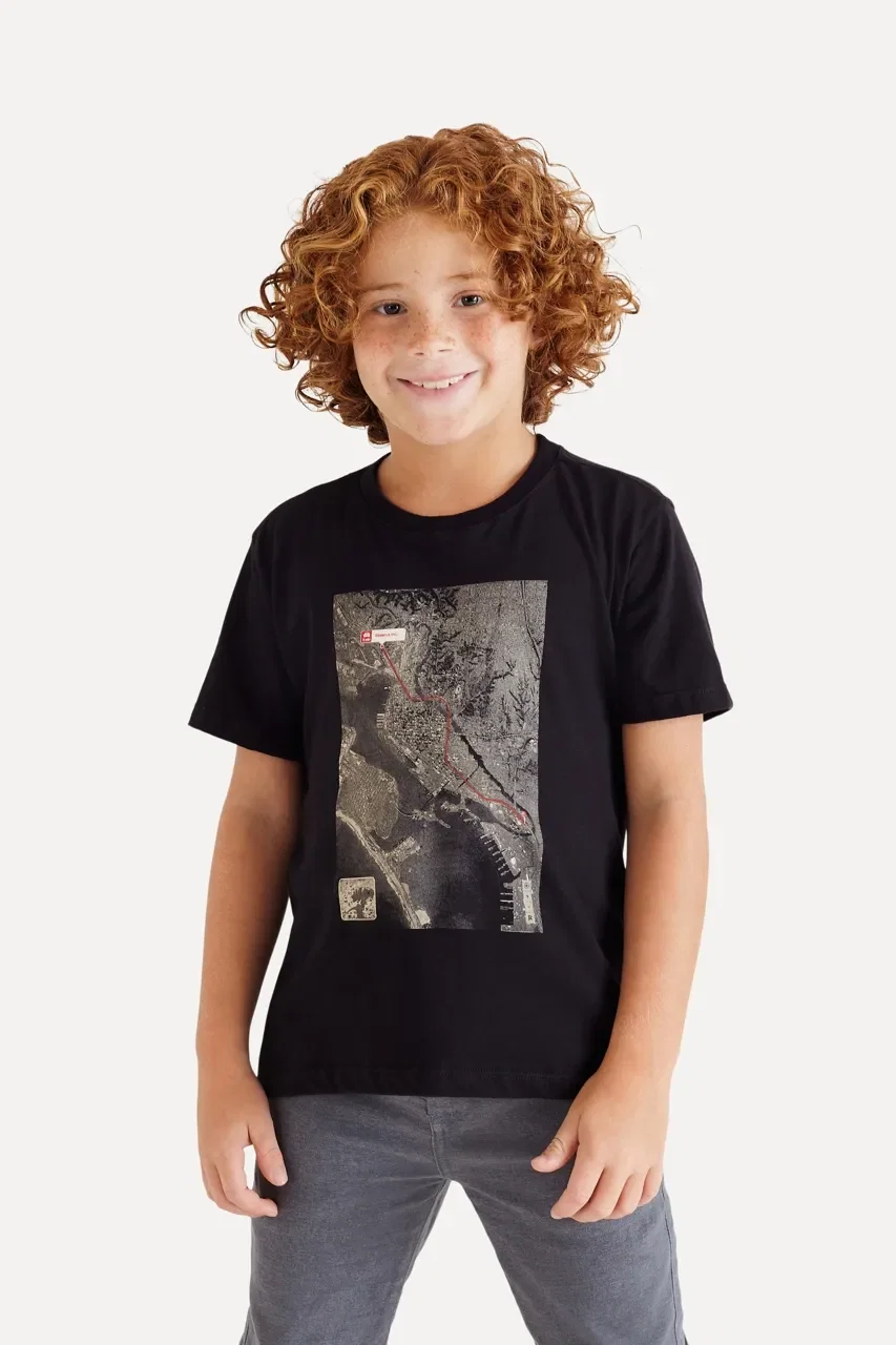 Camiseta Mini Pf Estampada Mapa