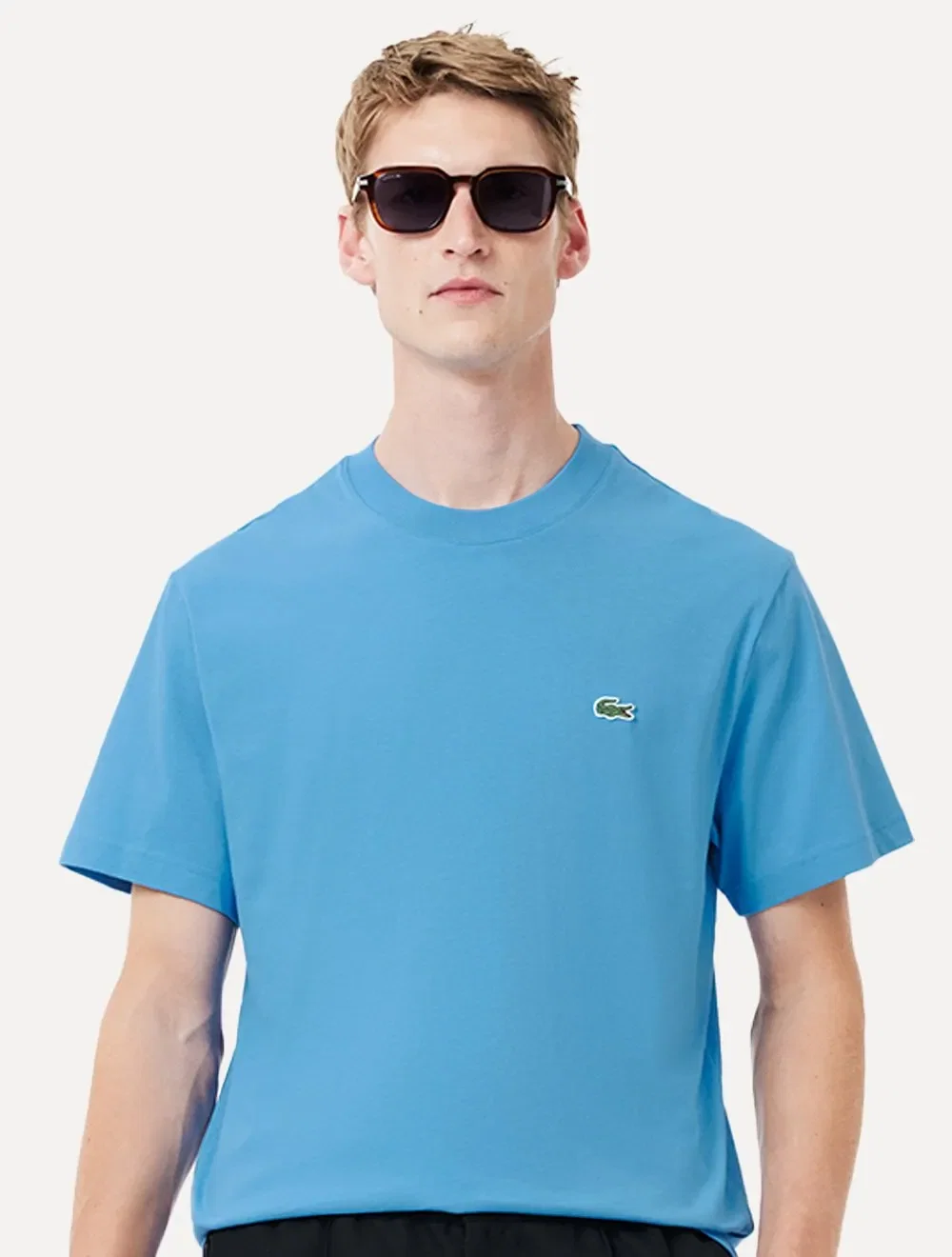 Camiseta Lacoste Masculina Classic Basic Cotton Azul Claro