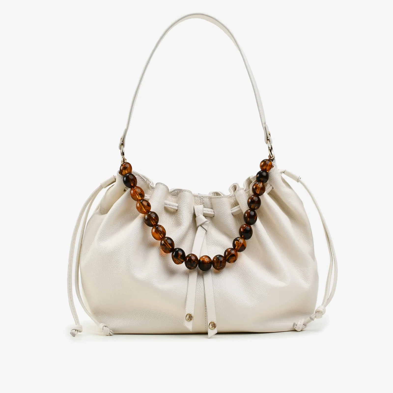 Bolsa Saco Off White Algodão Couro — imagem 1