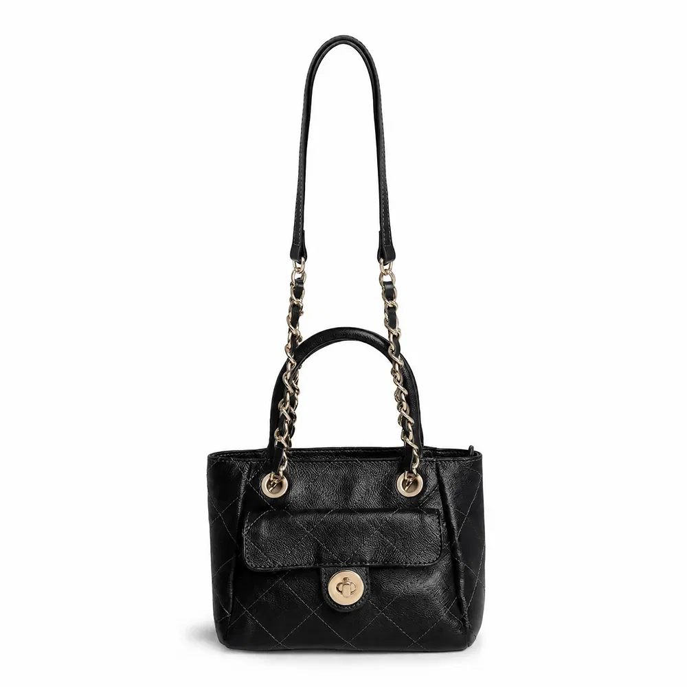 Bolsa Tote em Couro Preto Matelassê com Corrente — imagem 1