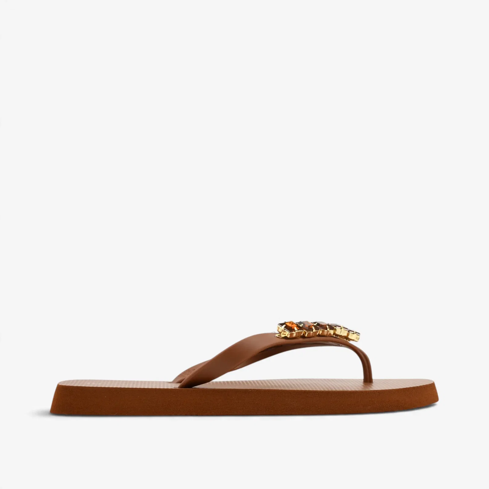 Chinelo Flat Pedraria Caramelo Mascavo — imagem 1