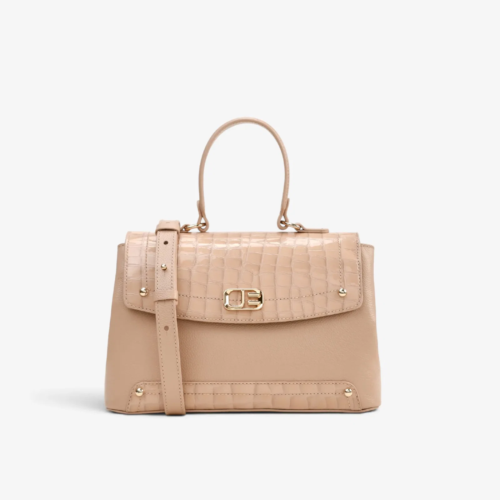 Bolsa Satchel Nude Areia Couro