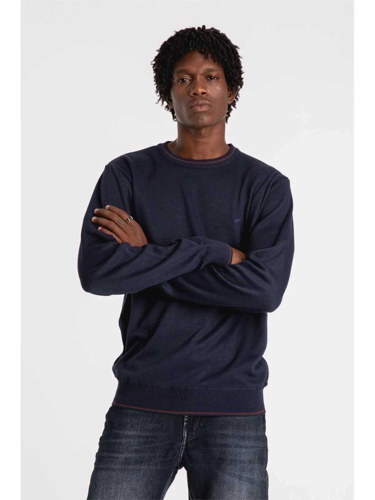 Tricot Poly Sweater Stripes Dark Navy