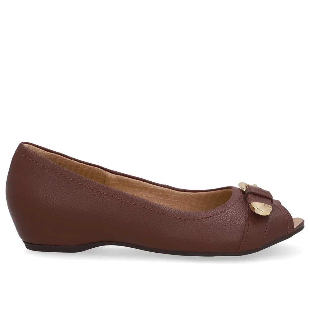 Peep Toe Salto Embutido Vermelho Couro Fivela — imagem 1