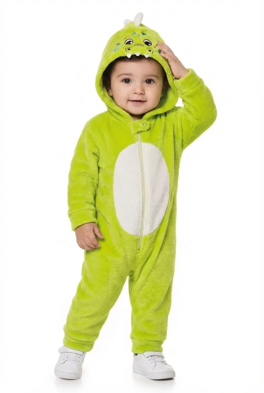 Kigurumi dinossauro em tecido fleece