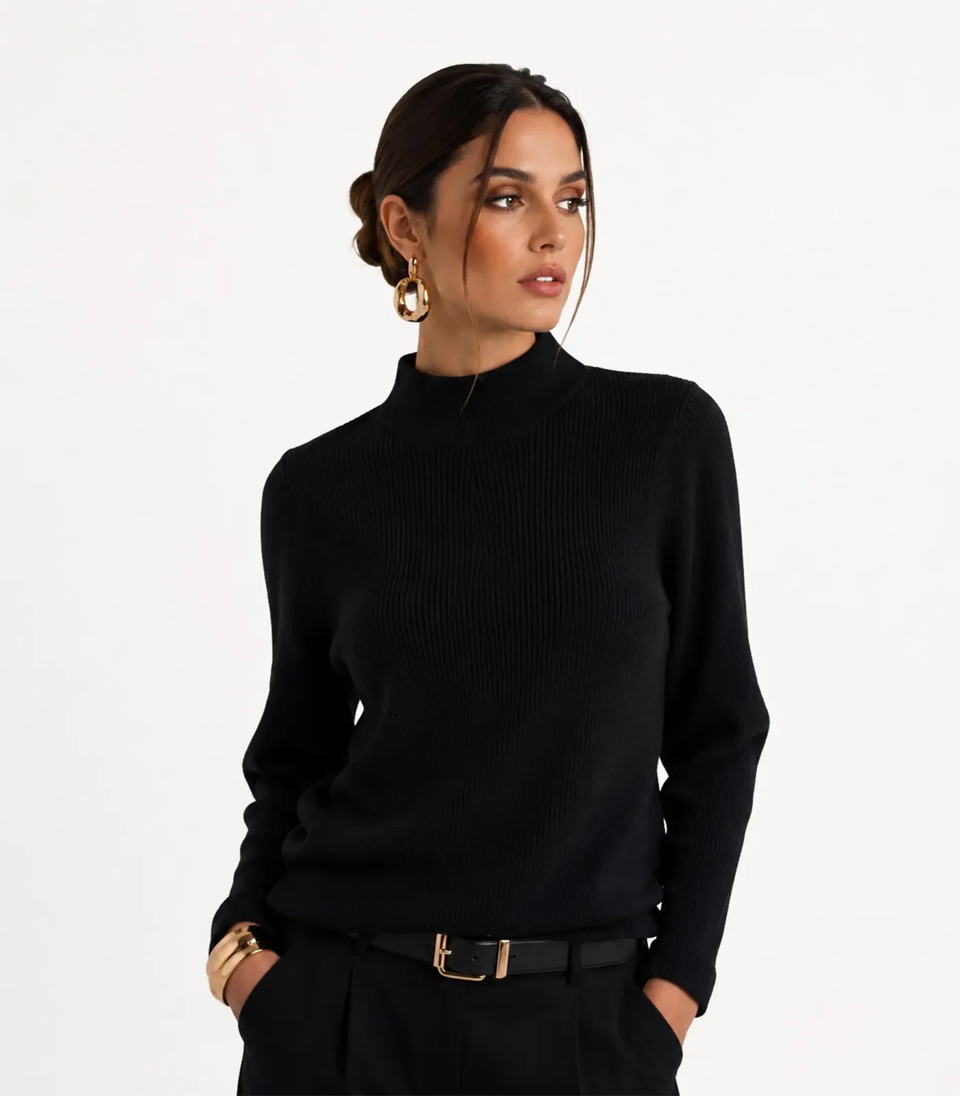 Blusa Feminina Manga Longa Em Tricot Infinita Cor Preto
