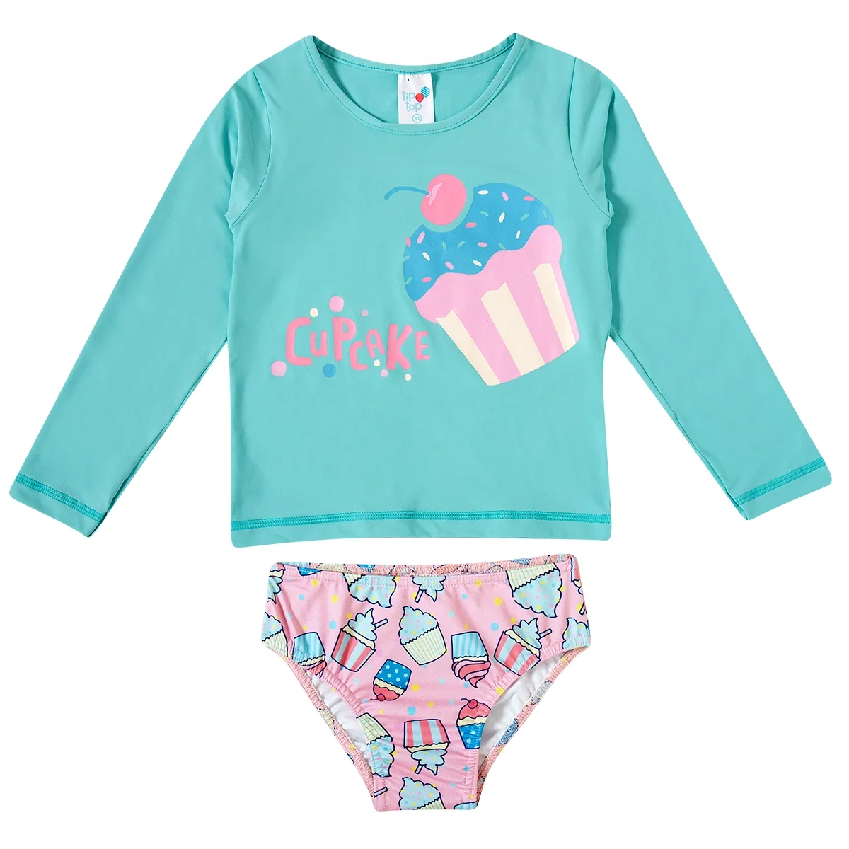 Conjunto Praia Kids Cupcake Lycra Proteção Uv 50+ Tip Top