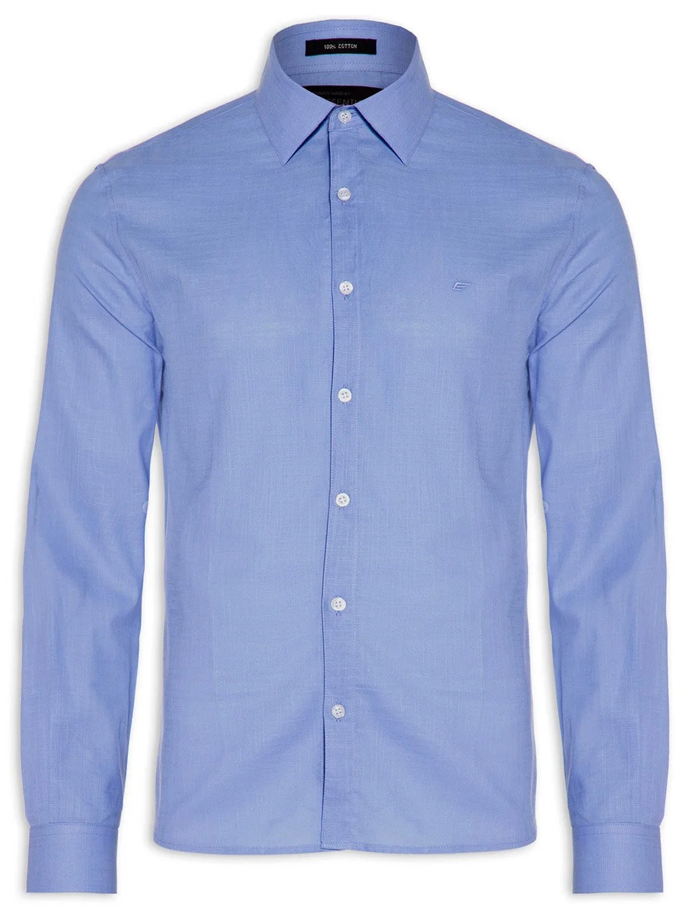 Camisa Ellus Masculina Regular Linen Like Classic Italian Azul