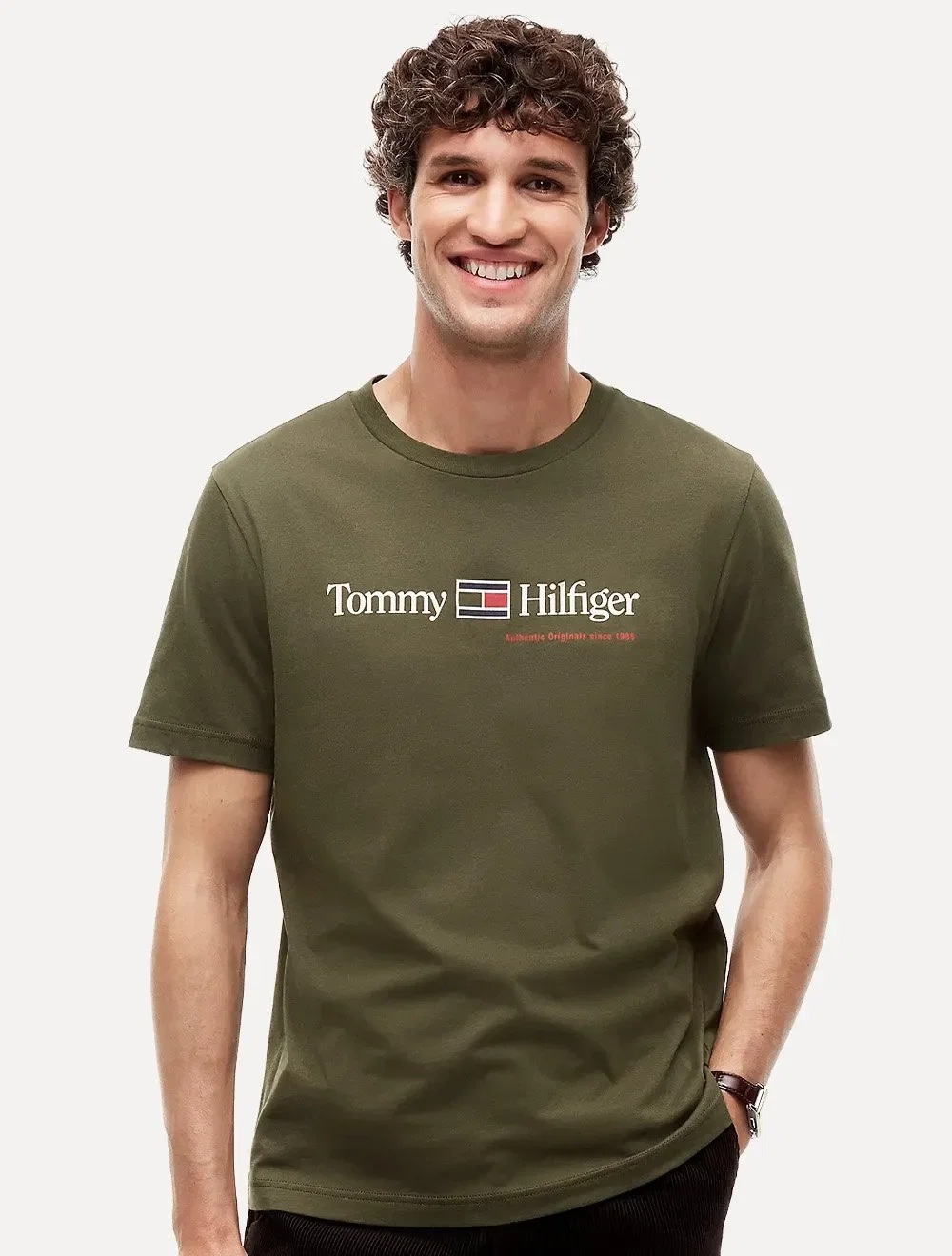 Camiseta Tommy Hilfiger Masculina Authentic Originals Verde Musgo