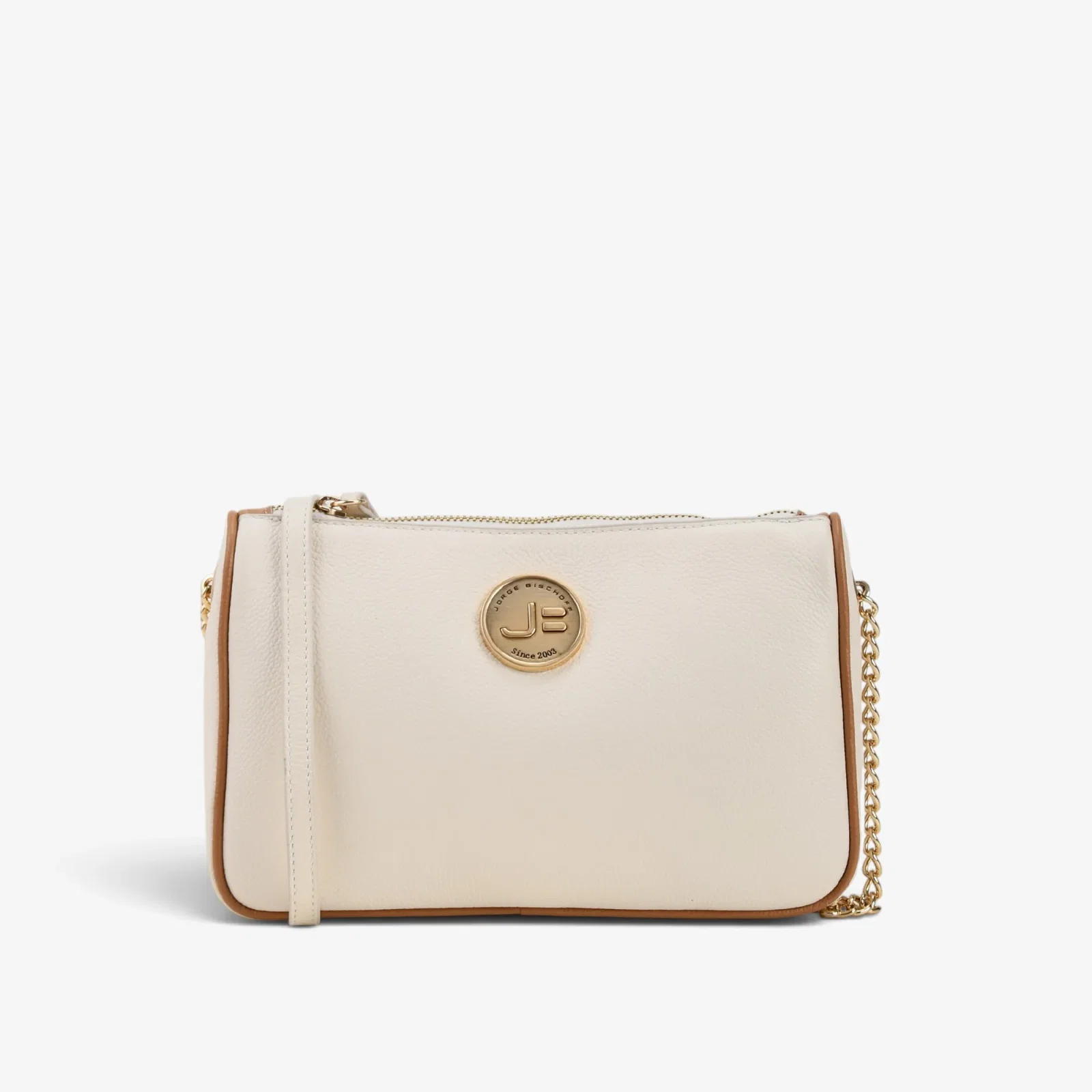 Bolsa Transversal Off White Algodão Couro