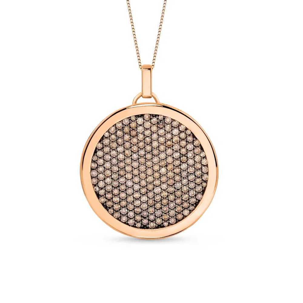 Pingente V Love em Ouro Rosé 18k com Diamantes Brown , 33mm