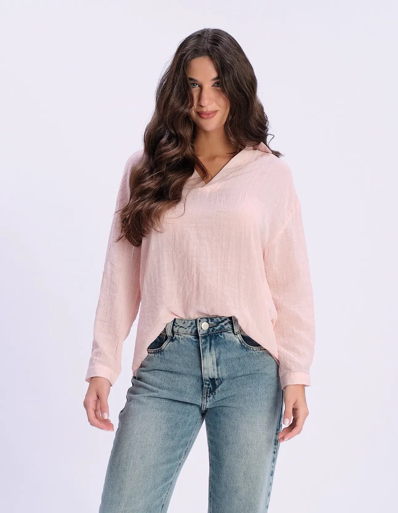 Camisa Gola v Fraldada - Rosa — imagem 1