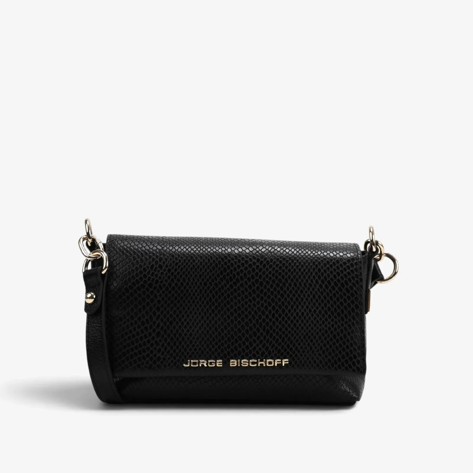 Bolsa Transversal Preto Couro Snake