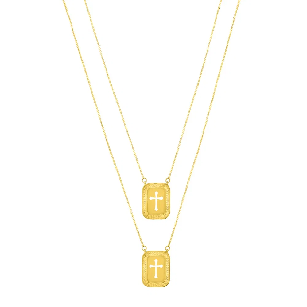 Escapulário Apolo Cruz em Ouro Amarelo 18k, 70cm — imagem 1