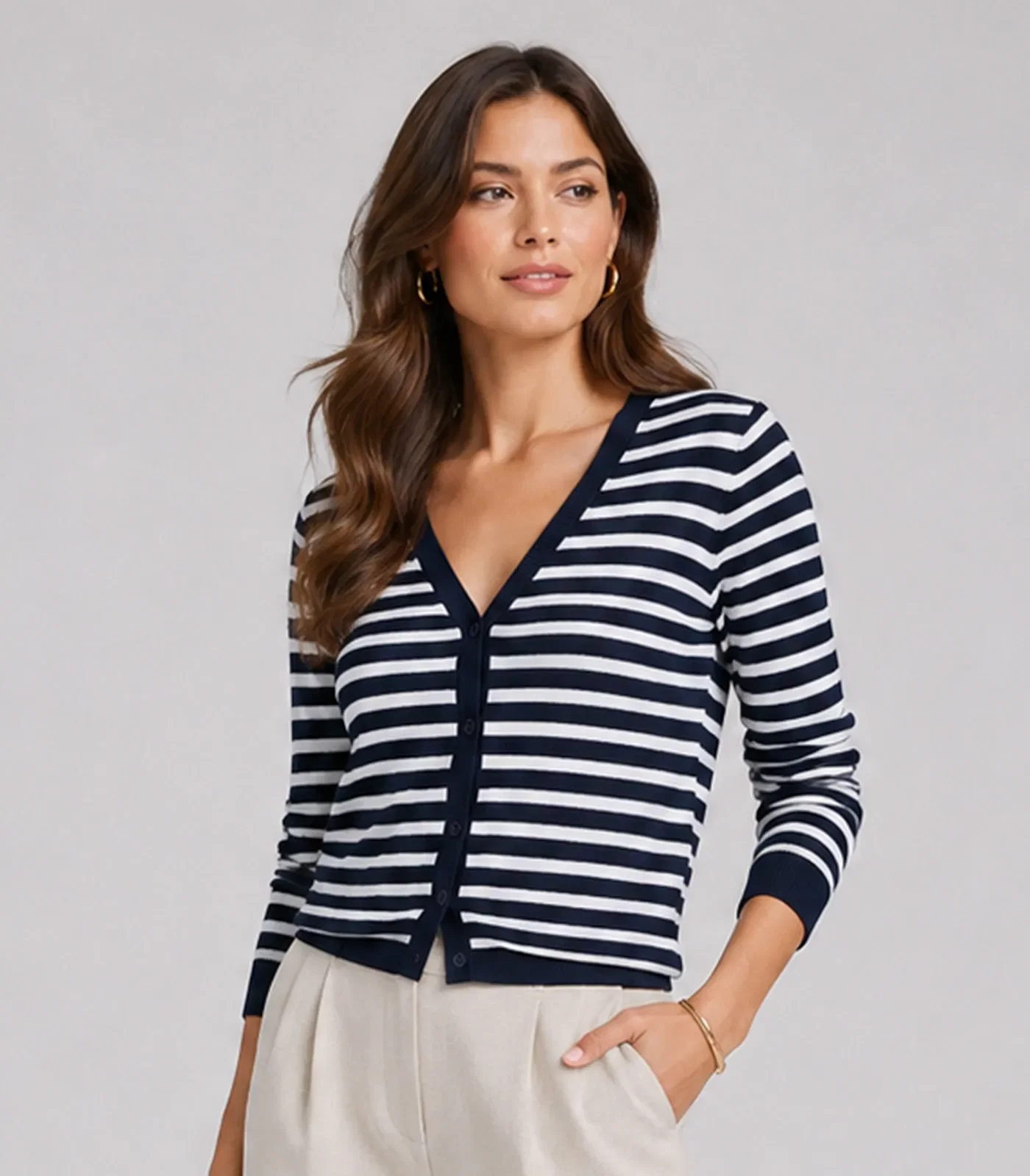 Cardigan Feminino Em Tricot Infinita Cor Azul