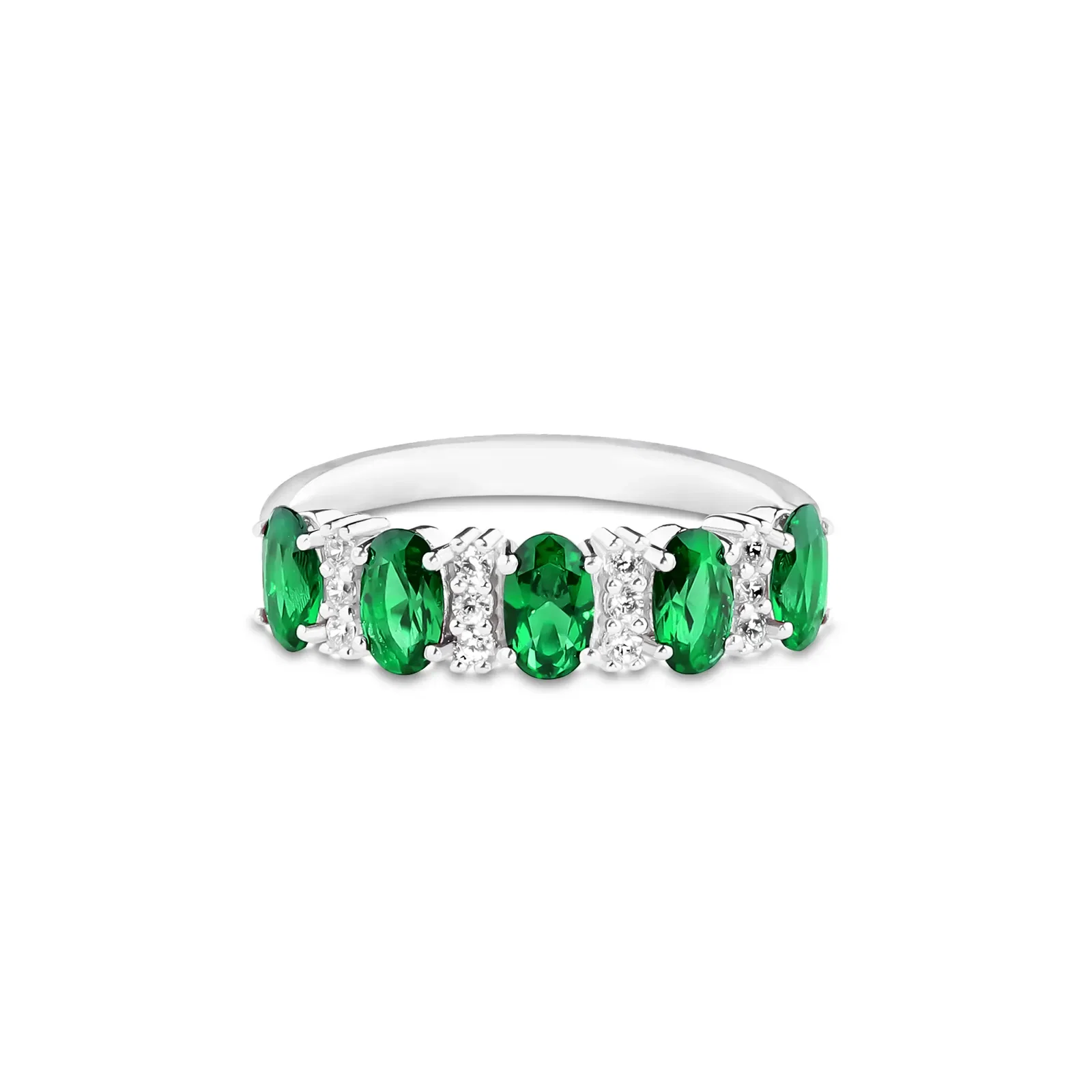 Anel Life Special II em Prata 925 com Pedras Verdes e Incolores — imagem 1