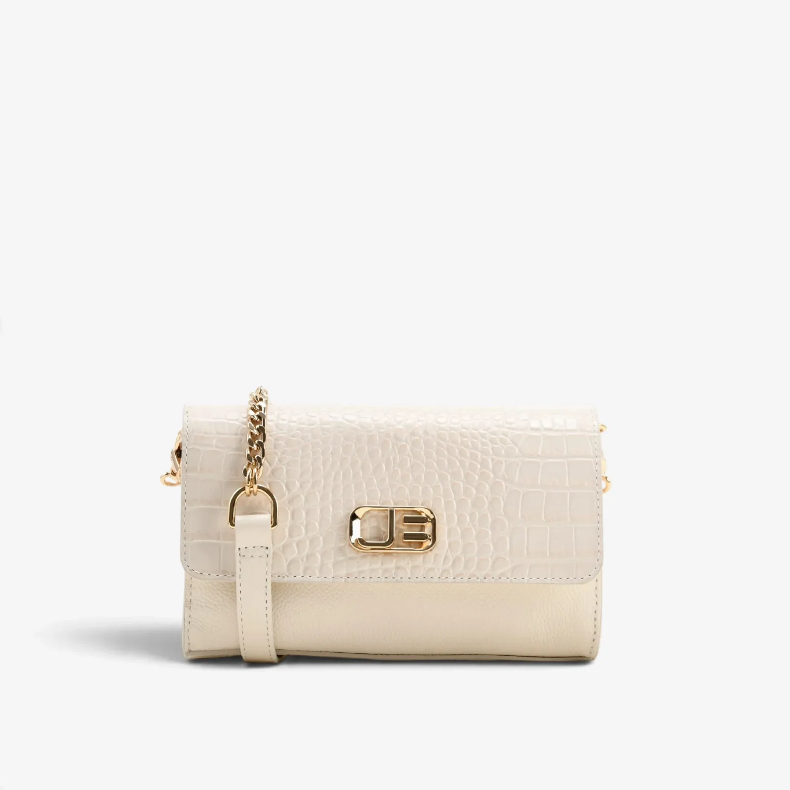 Bolsa Transversal Off White Algodão Couro