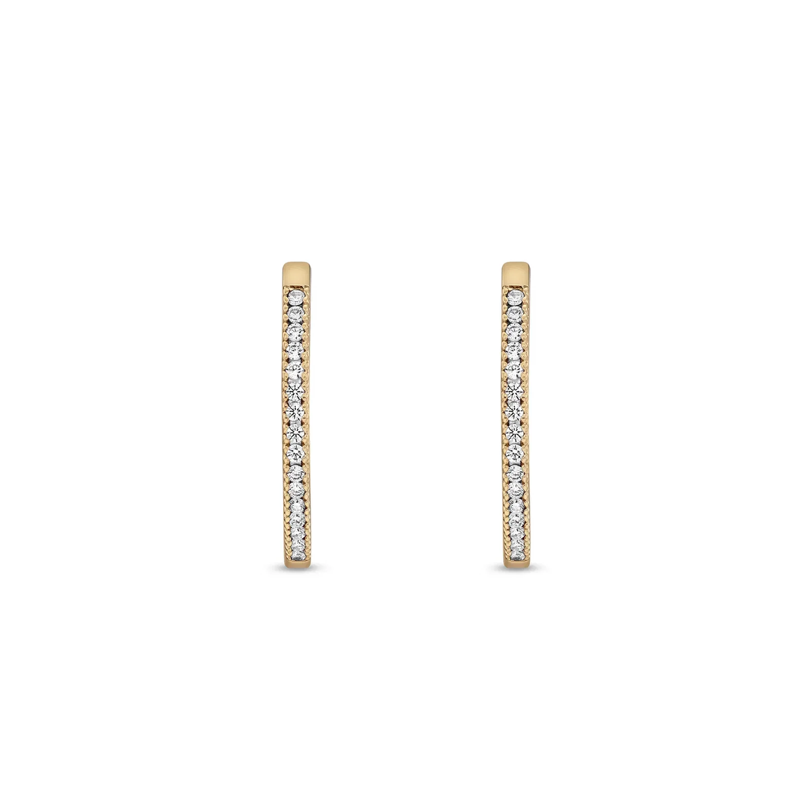 Argola Navete em Ouro Amarelo 18k com Topázios Incolores, 18mm