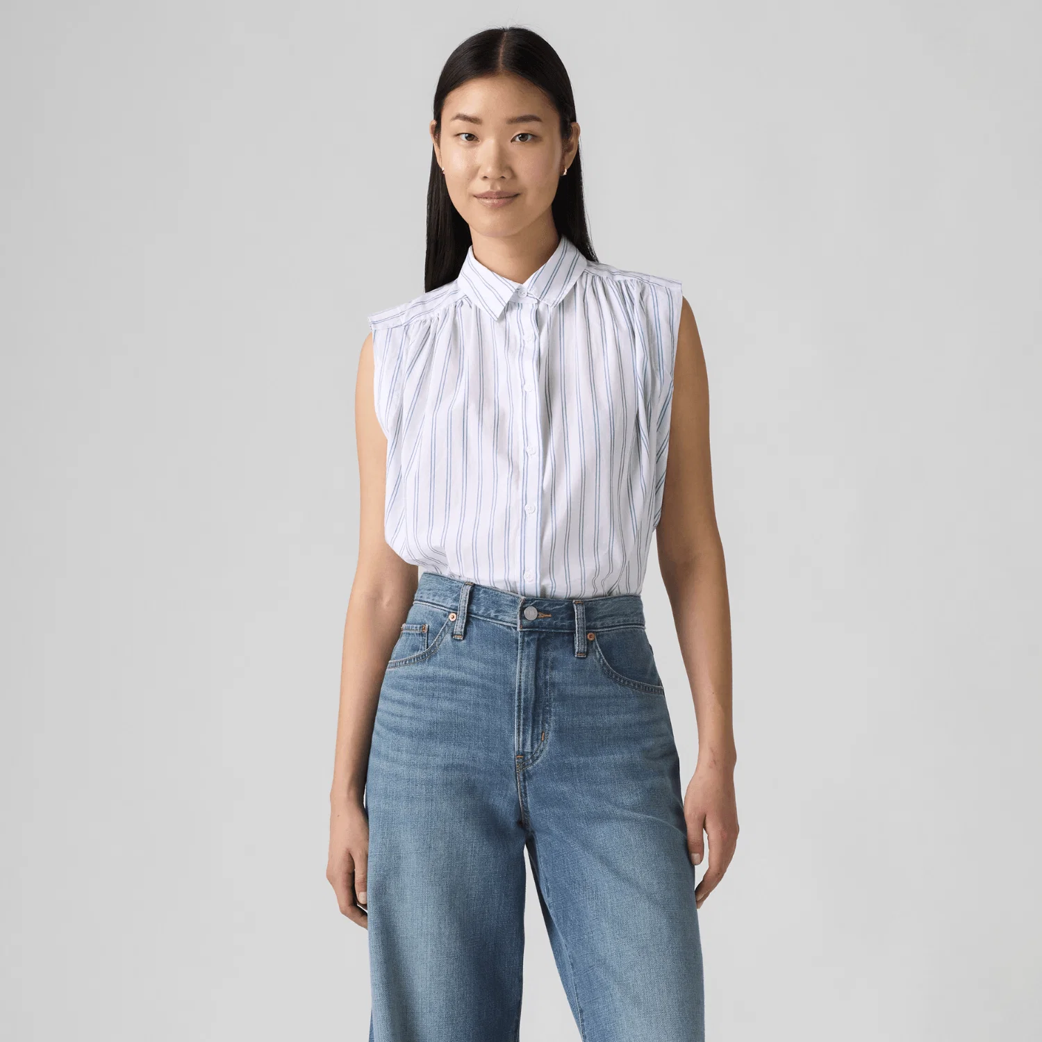 Blusa Levi's® Gracen Listrada Branca Sem Mangas