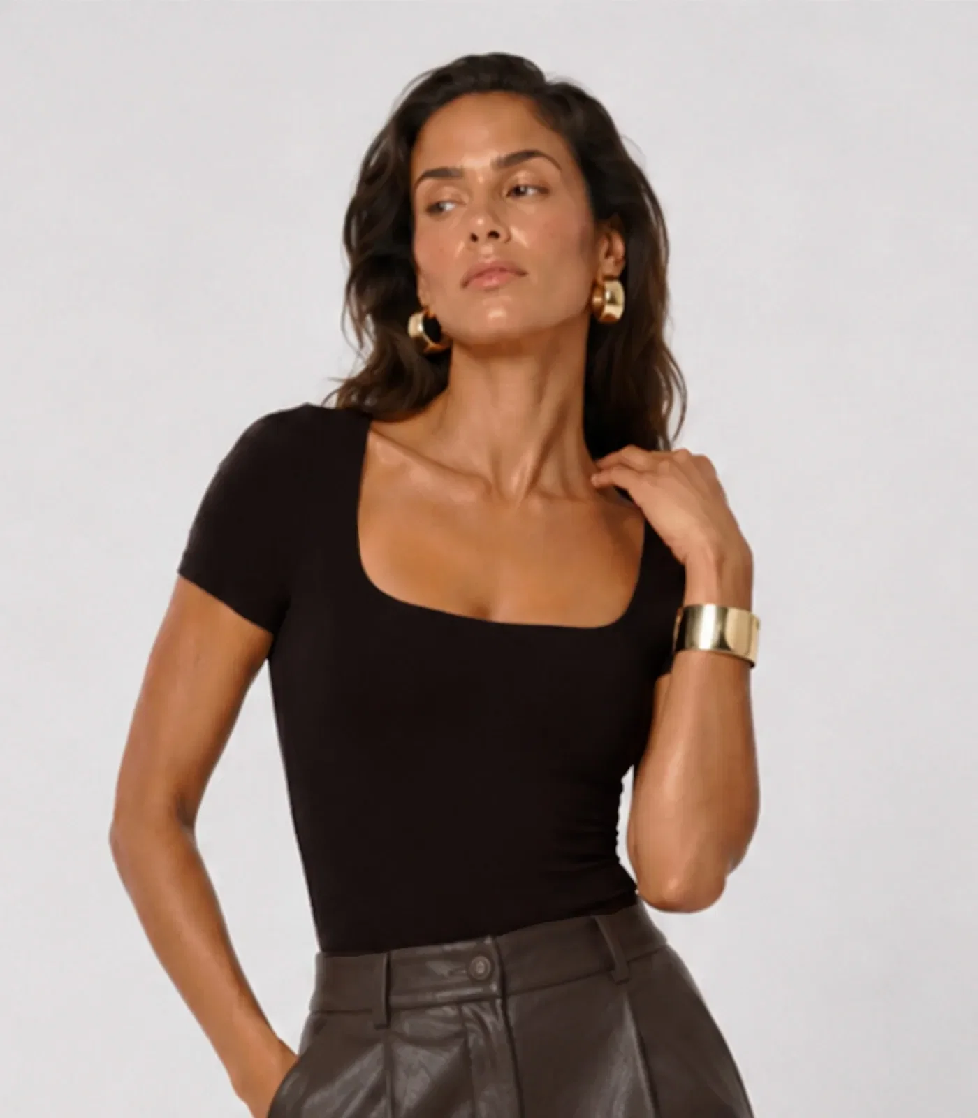Body Feminino Decote Quadrado Suplex Atendencia Preto