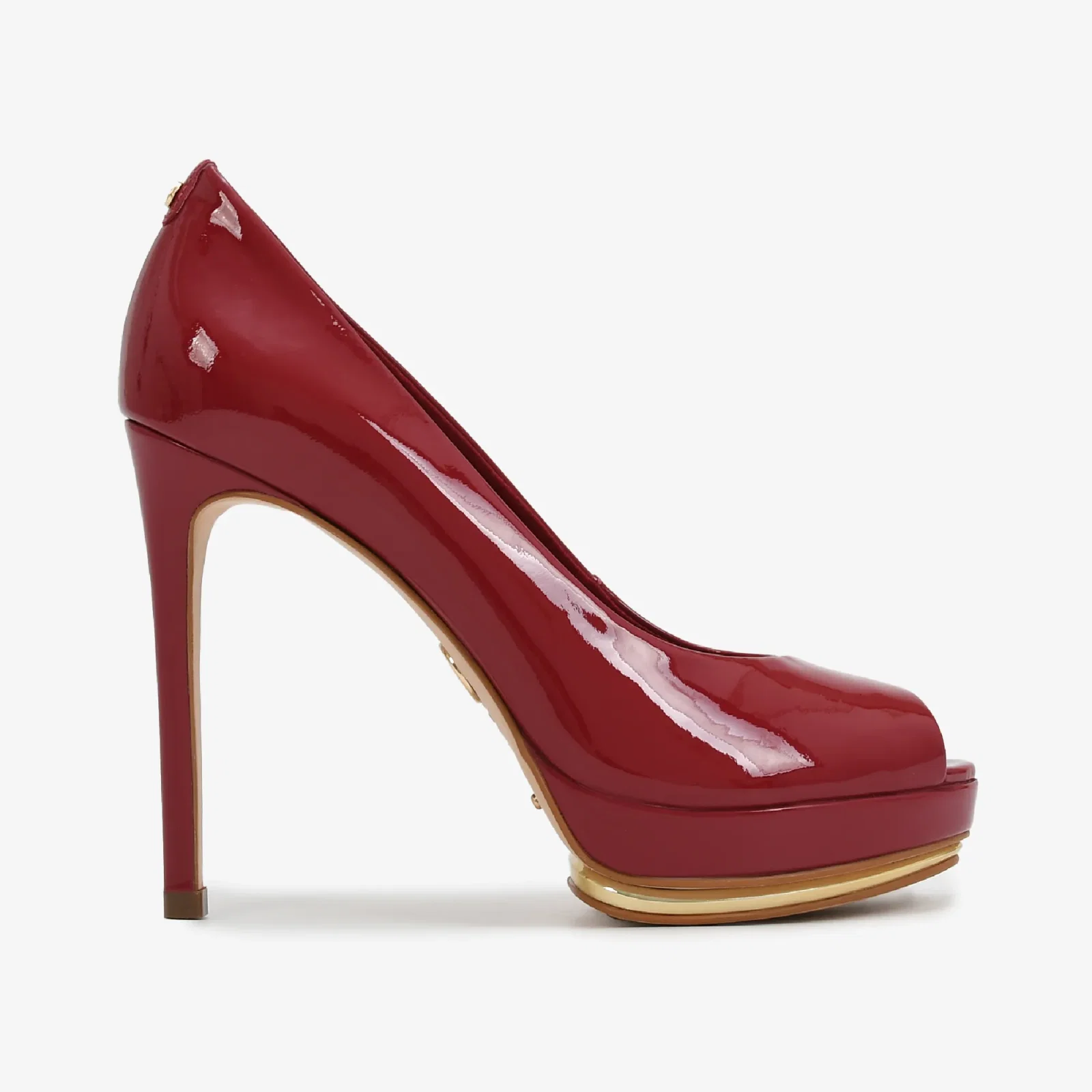 Peep Toe 3022 Vermelho Berry Couro Verniz — imagem 1