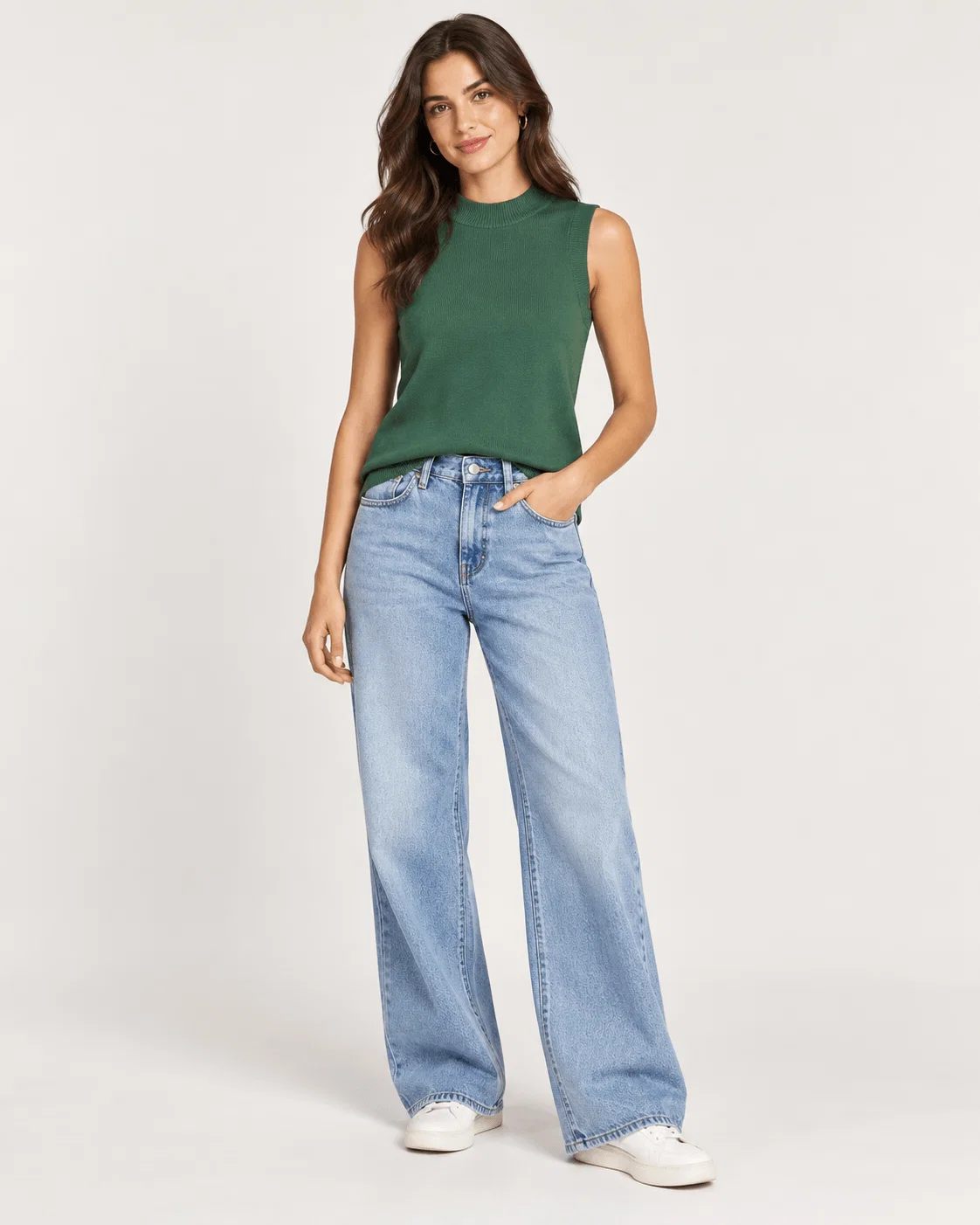 Regata Tricot Decote Careca - Verde