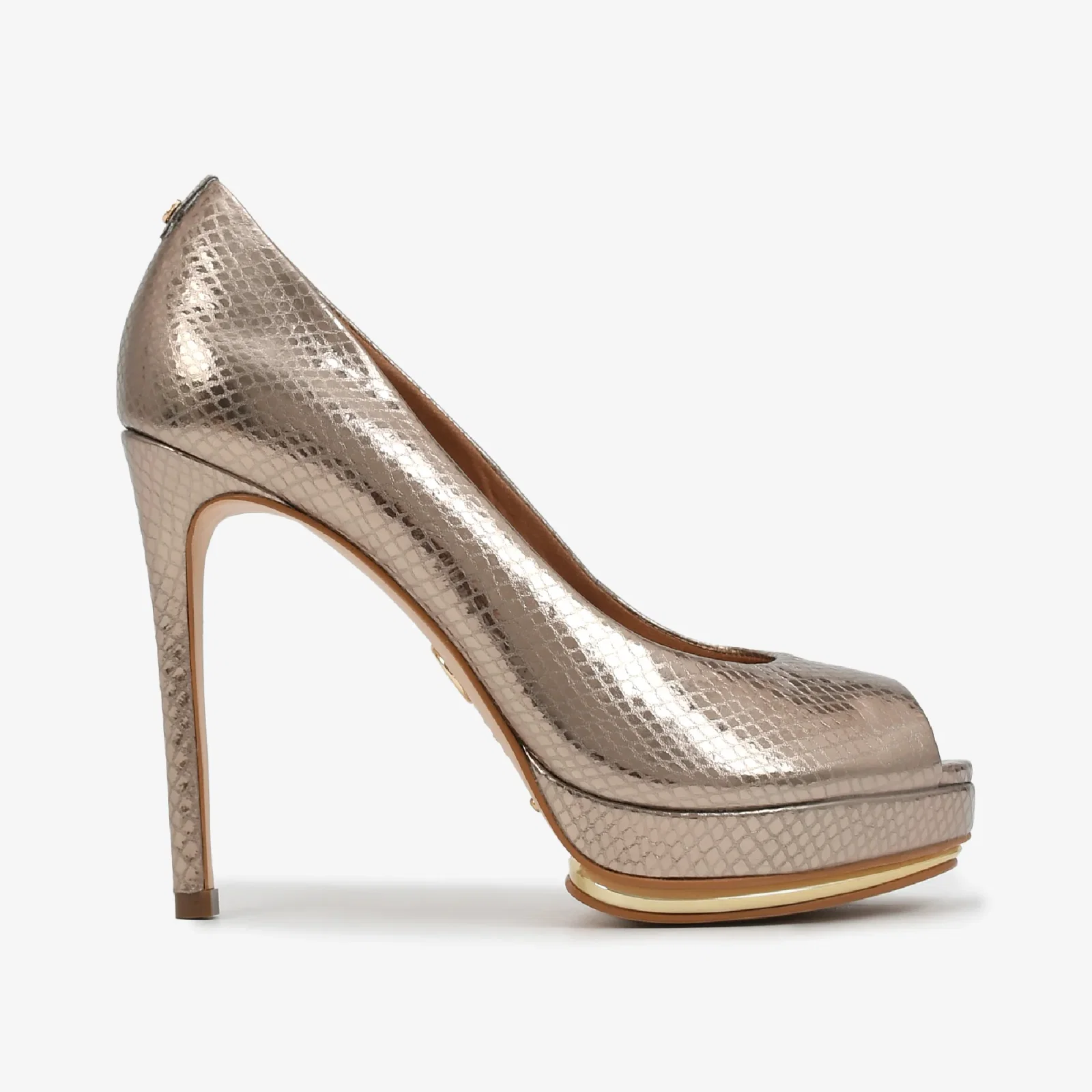 Peep Toe 3022 Dourado Ouro Metalizado Couro — imagem 1