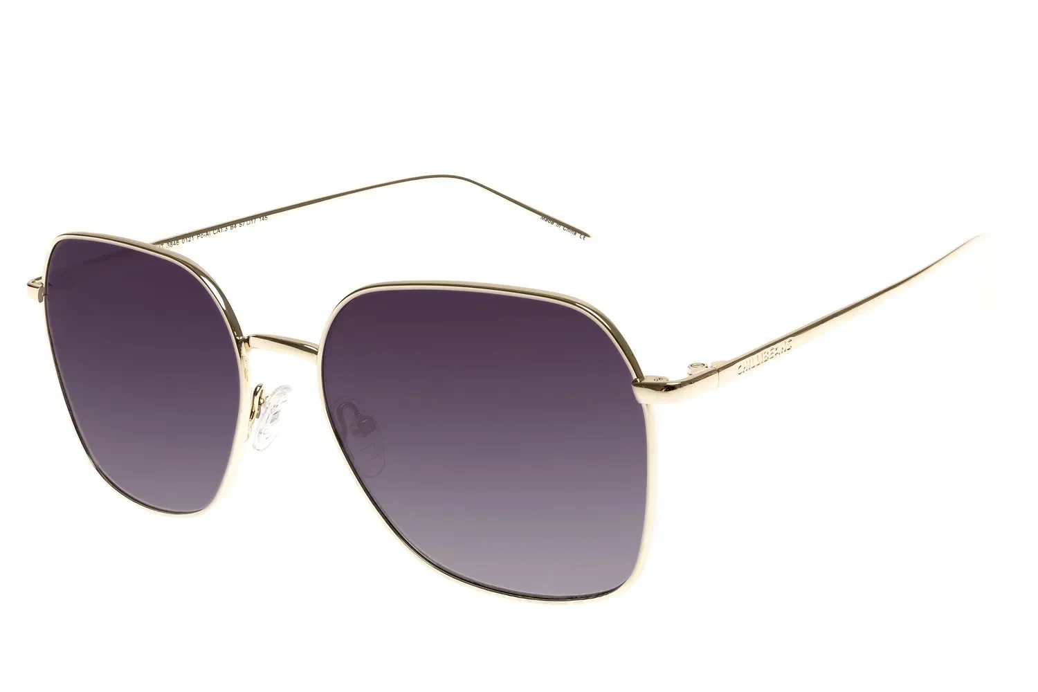 Óculos de Sol Feminino Chilli Beans Quadrado Metal Casual Dourado — imagem 1