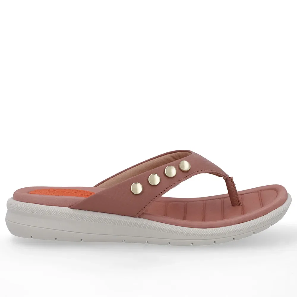 Chinelo Plataforma Couro Rosa