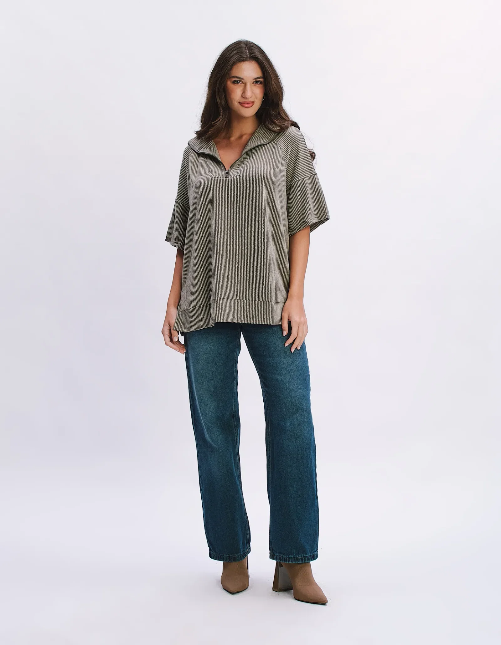 Blusa Moletom Detalhe Zíper - Verde — imagem 1