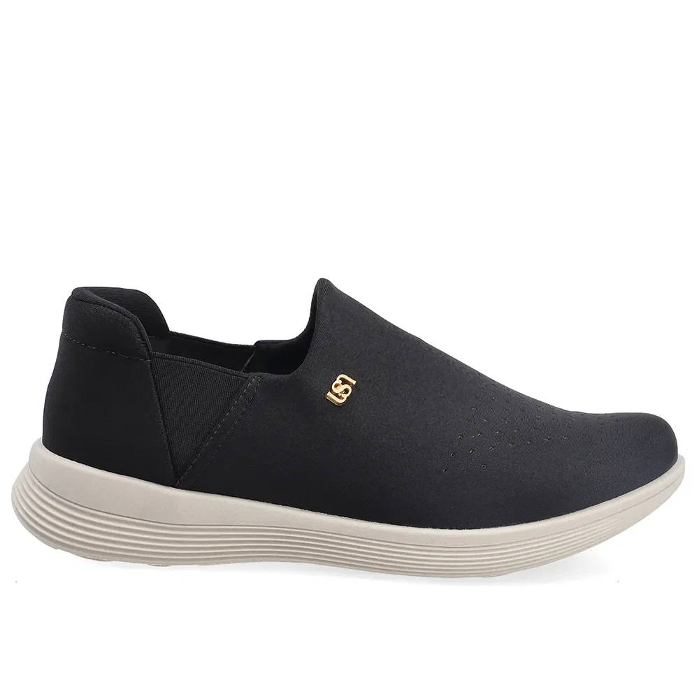 Tênis Slip On Em Tecido Preto