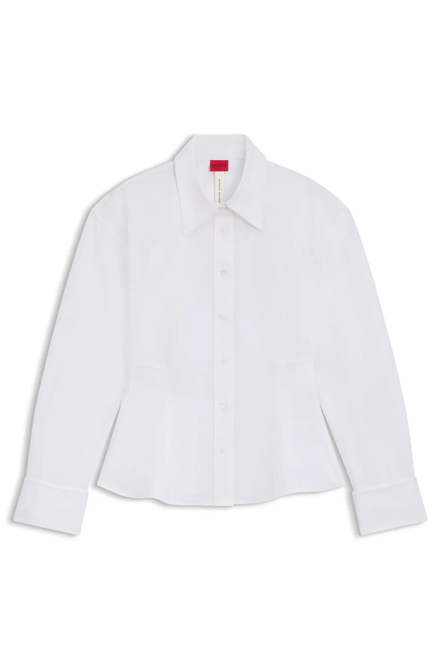 Camisa De Ajuste Descontraído Com Bainha De Peplum