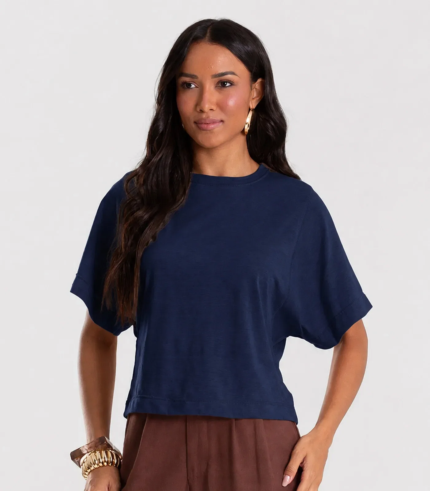 Blusa Feminina Com Mangas Amplas Infinita Cor Azul