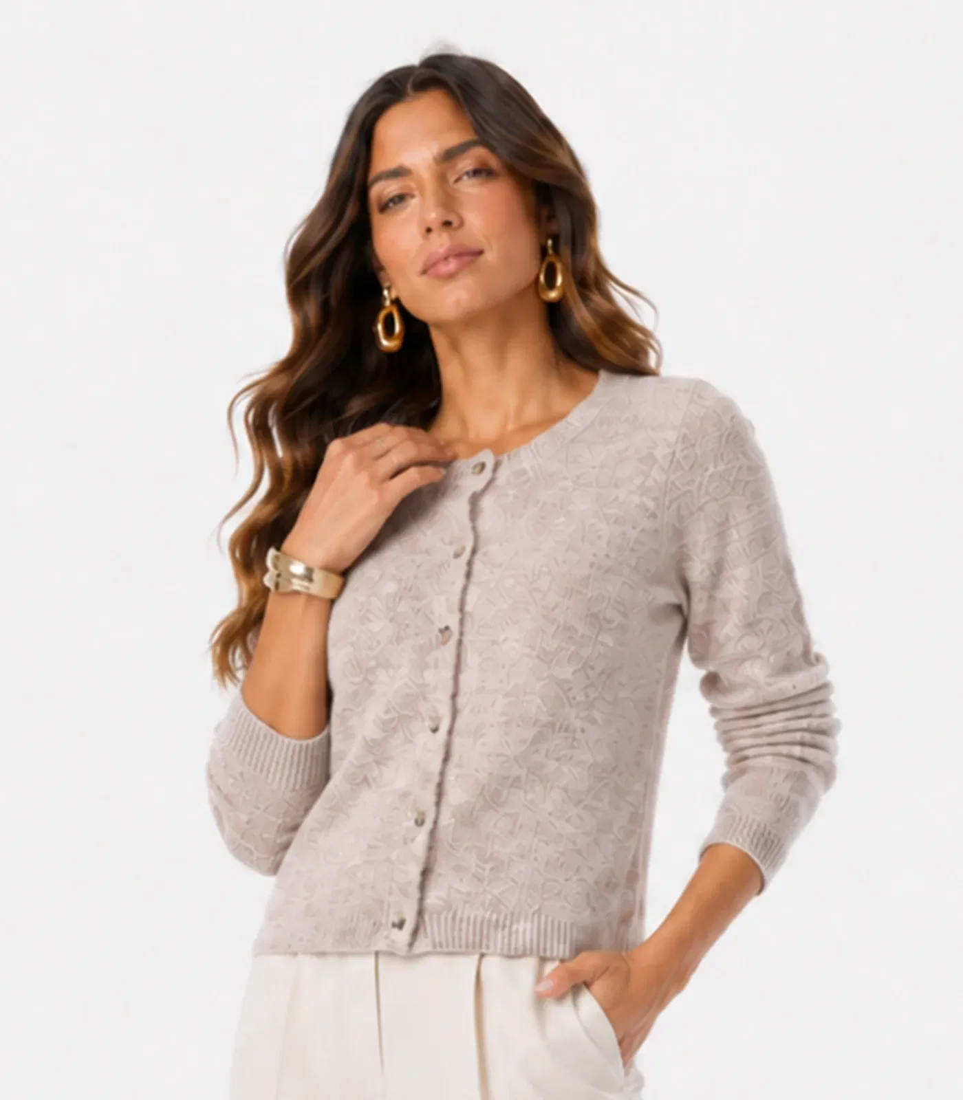Cardigan Feminino Em Tricot Infinita Cor Marrom