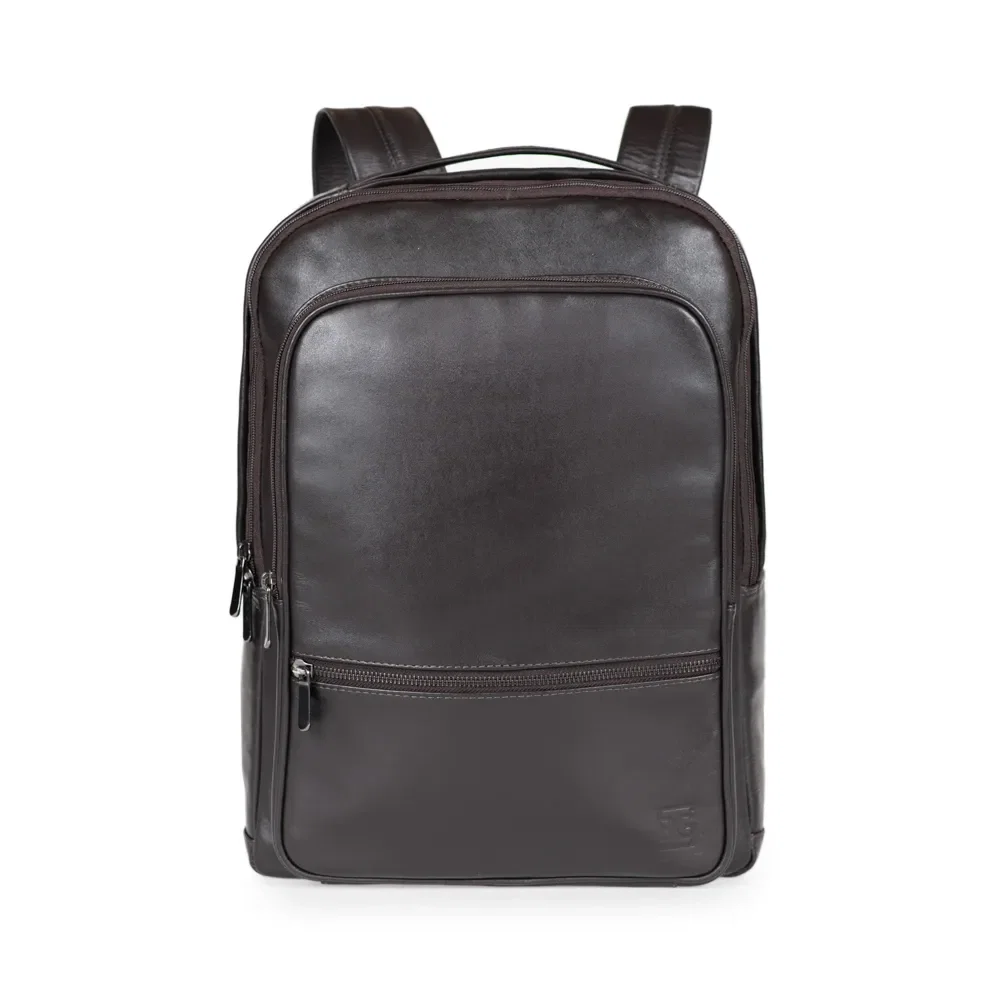 Kit Mochila Masculina Executiva de Couro para Notebook Joá Café + Carteira Vertical Masculina de Couro Joá Café