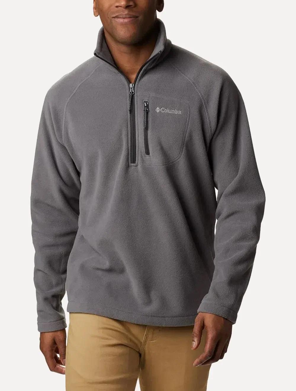Blusa Columbia Masculina Fleece Fast Trek III Half Zip Cinza