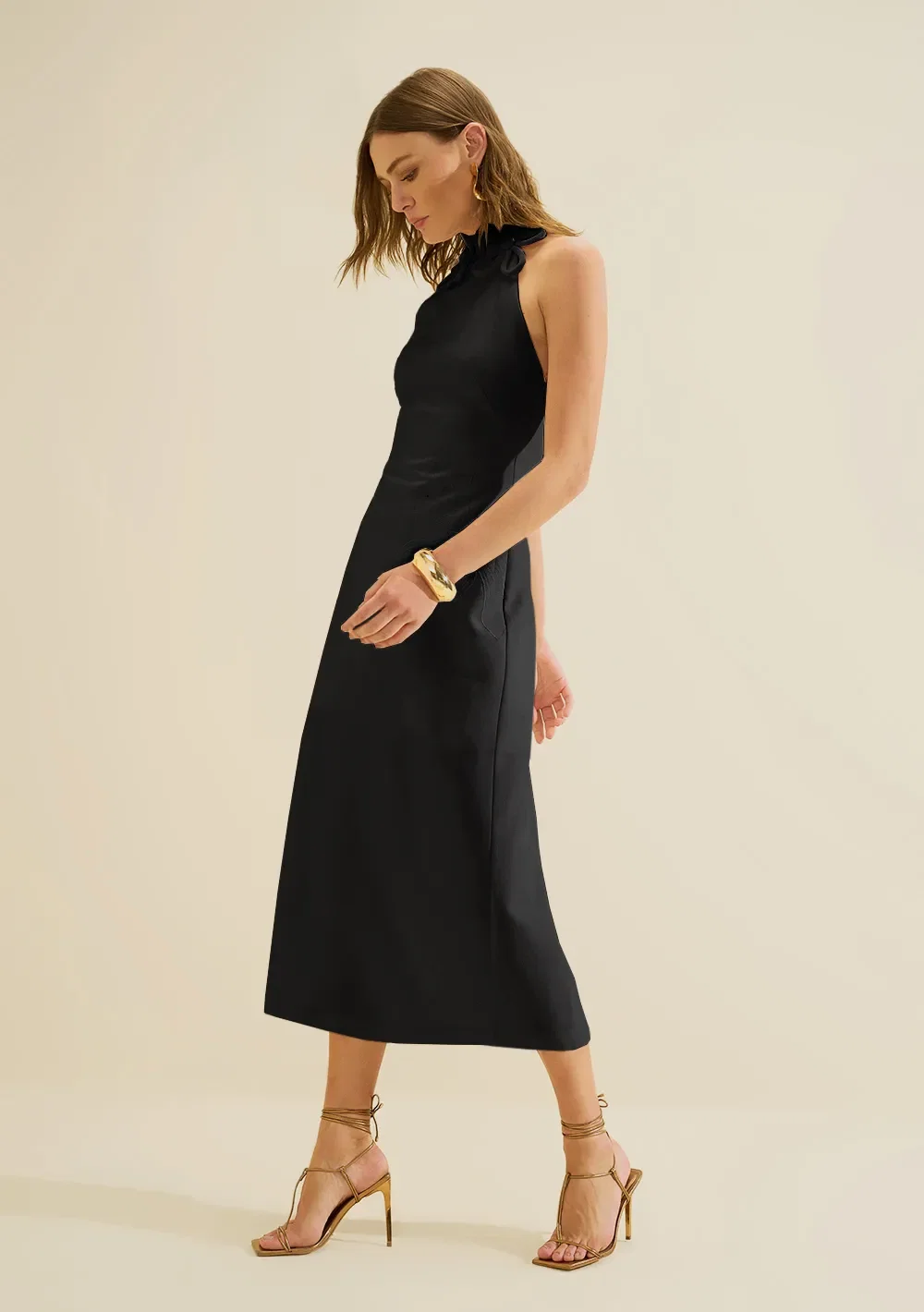 Vestido Gola Alta Origem Preto