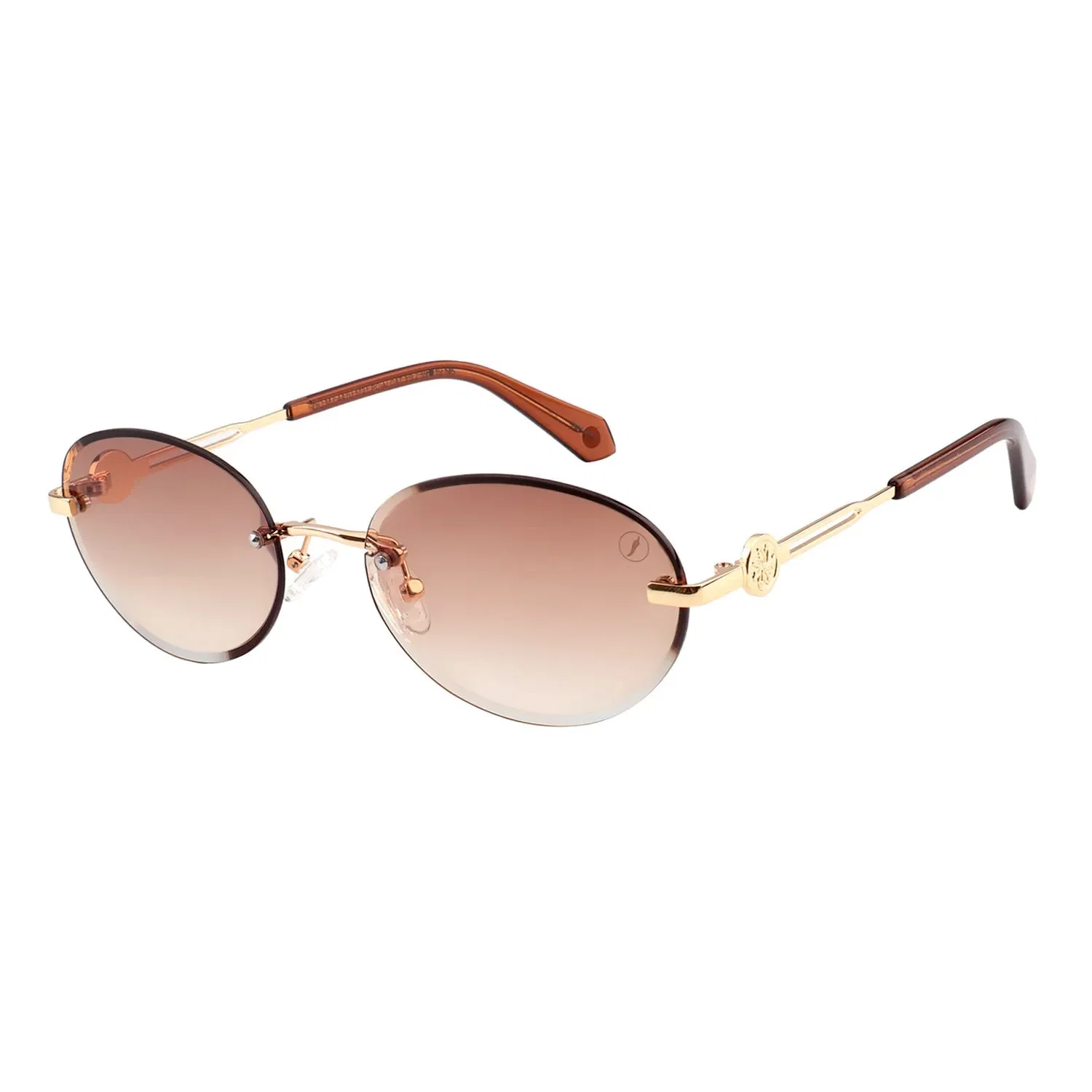 Óculos de Sol Feminino Chilli Beans Redondo Metal Degrade Marrom — imagem 1