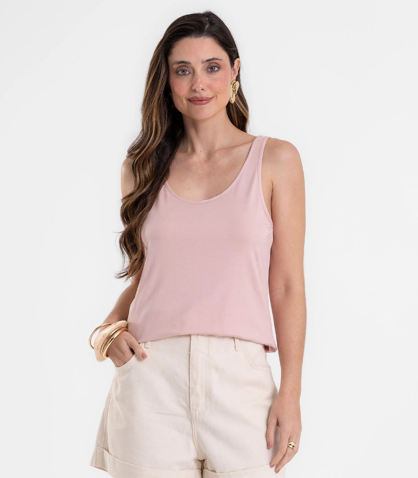 Regata Feminina Básica em Viscotorcion Rovitex Rosa