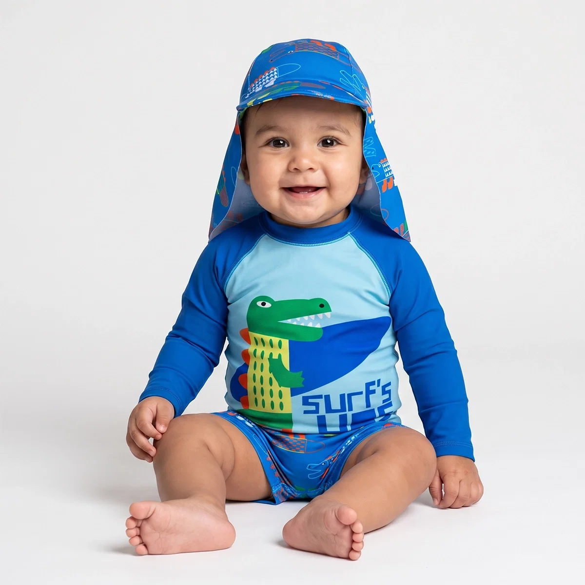 Kit Praia 3 Peças Toddler Crocodilo Elastano Proteção Uv 50+ Tip Top